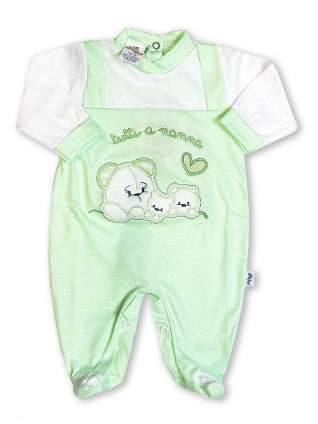 tutina neonato in cotone tutti a nanna  Verde pistacchio Taglia 1-3 mesi