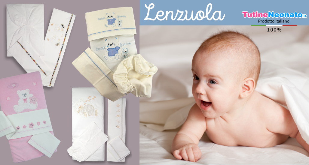 Set 2 Lenzuola con Angoli Culla Neonato 60x120 cm Bianco/Azzurro Made in Italy Giovanni Dolcinotti Baby Collection Basic 100% Cotone 