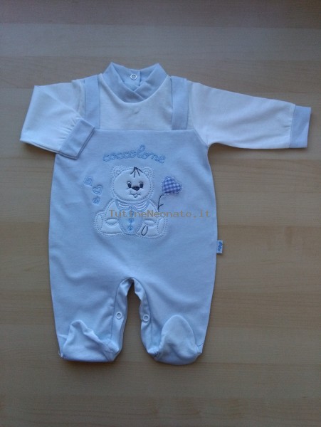 tutina neonato in jersey coccolone Celeste 1-3 mesi