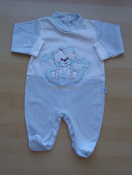 tutina cotone jersey teddy  Celeste 0-1 mese