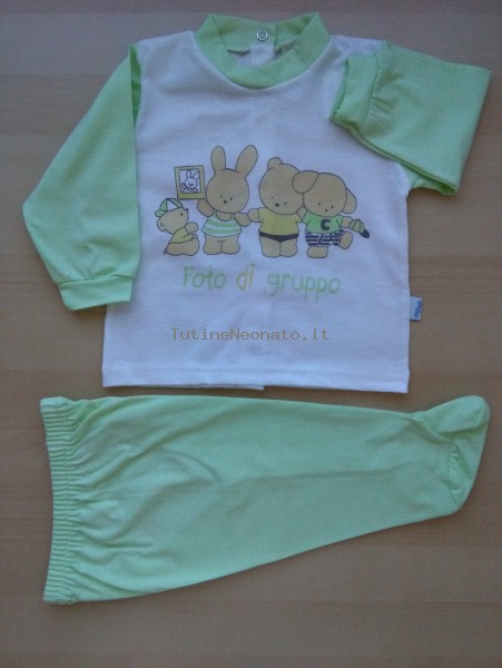 tutina completo cotone jersey di gruppo  Verde pistacchio 6-9 mesi