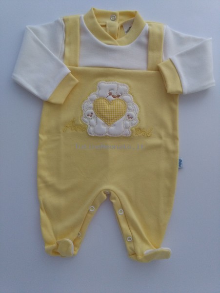 tutina cotone interlock amori  Giallo 1-3 mesi