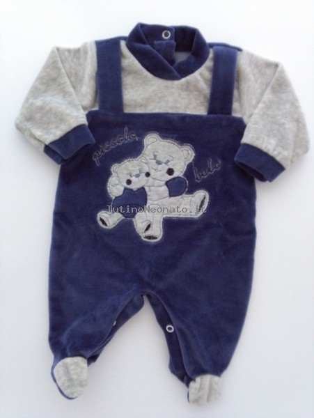 tutina in ciniglia orso piccolo bebe'  Blu 0-1 mese