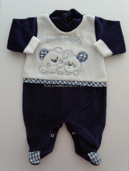 tutina ciniglia orsetto con coniglietto  Blu 0-1 mese