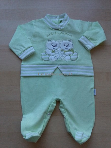 tutina neonato in jersey petits amis Verde pistacchio 3-6 mesi