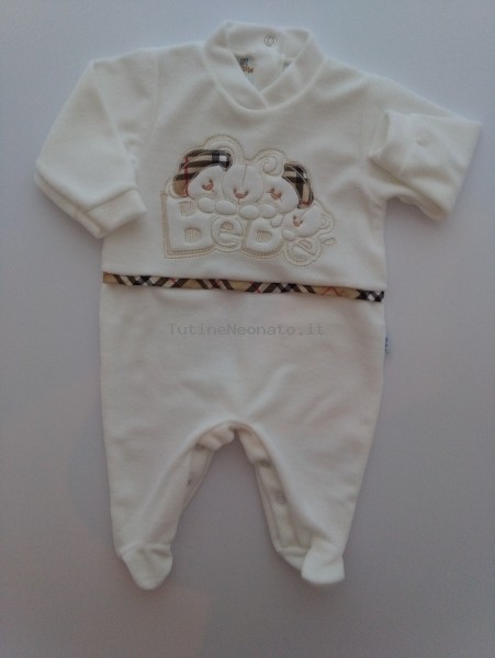 tutina ciniglia beb Bianco panna 3-6 mesi