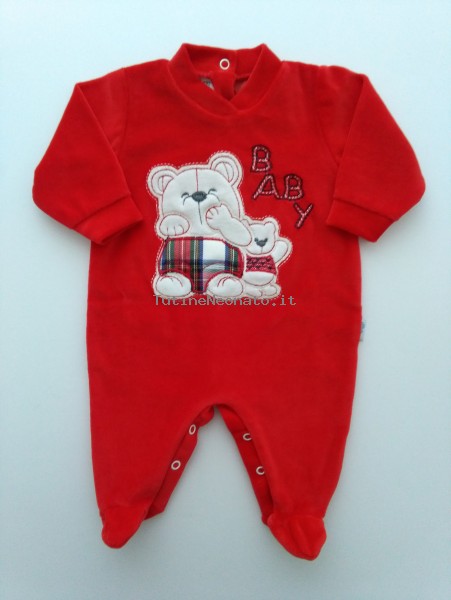 tutina ciniglia orso baby  Rosso 1-3 mesi