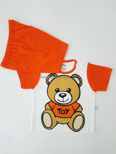 tutina completino cotone jersey orso toy  Arancio 1-3 mesi