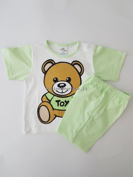 tutina completino cotone jersey orso toy  Verde pistacchio 9-12 mesi