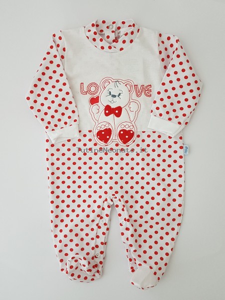 tutina cotone jersey love papillon  Rosso Taglia 3-6 mesi