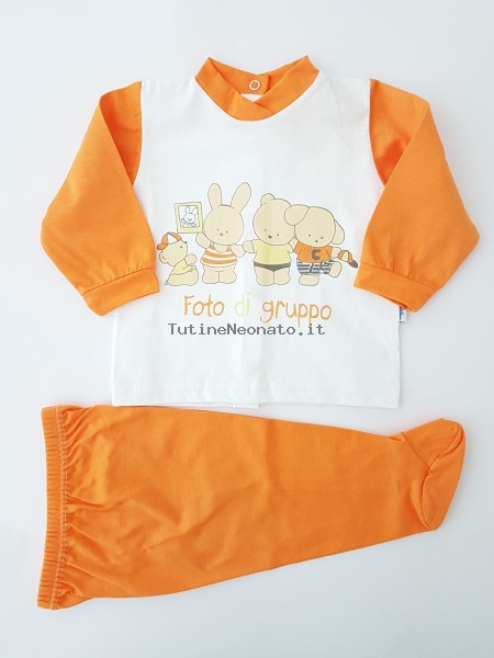 tutina completo cotone jersey di gruppo  Arancio 6-9 mesi