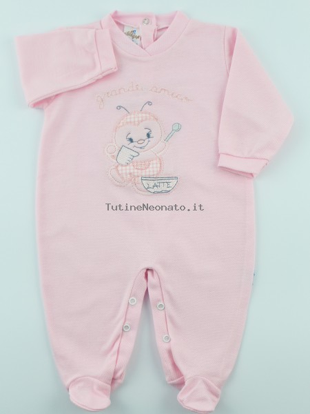 tutina in cotone piquè grande amico Rosa 6-9 mesi
