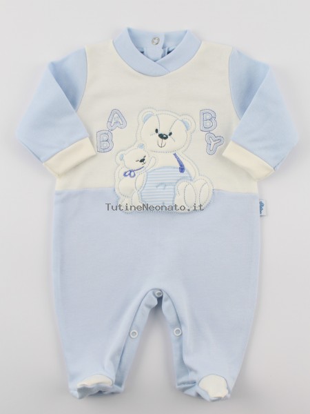 tutina neonato in cotone interlock baby Celeste 0-1 mese