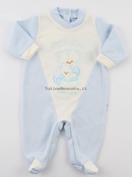 tutina neonato in cotone interlock sogni d'oro Celeste 1-3 mesi