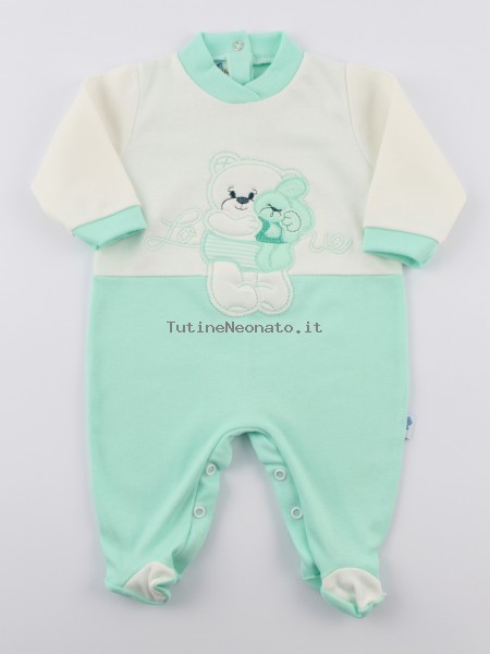 tutina cotone interlock love  Verde 0-1 mese