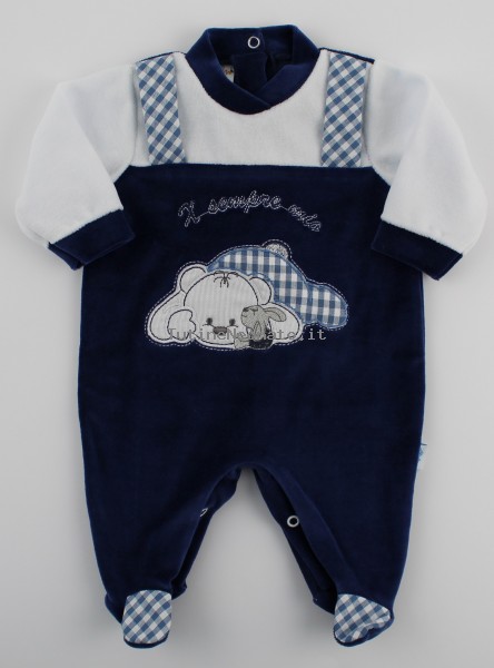 Tutina neonato e neonata ciniglia x sempre mio blu 6 9 mesi