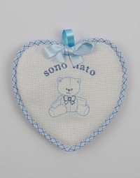 Immagine coccarda nascita sopraculla cotone cuore