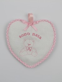 Immagine coccarda nascita sopraculla cotone cuore