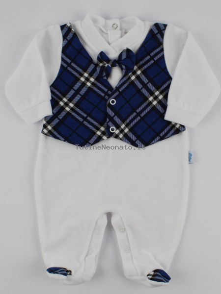 tutina ciniglia gilet scozzese  Blu Taglia 0-1 mese