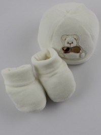 Immagine cappello e scarpine ciniglia orso papillon