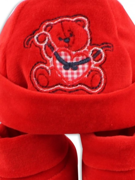 cappello e scarpine ciniglia orsetto rosso  2