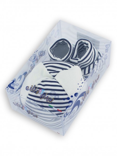cappello e scarpine cotone righe 3
