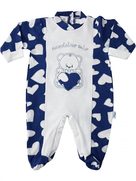 tutina cotone jersey orsetto cuoricino mio  Blu 0-1 mese