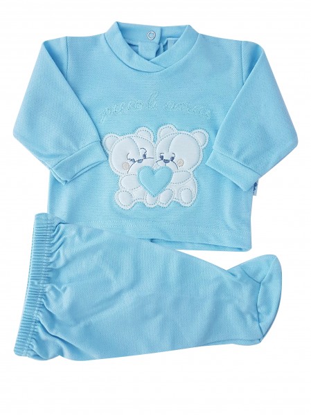 tutina completo clinica in pique piccoli amici Celeste 1-3 mesi