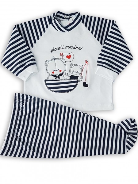 Completino neonato in cotone piccoli marinai blu 3-6 mesi