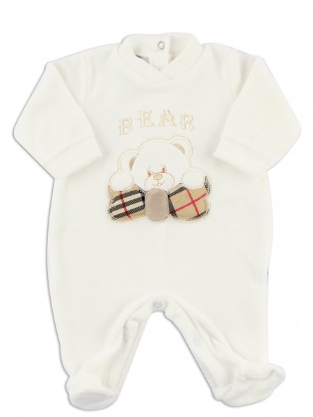 tutina ciniglia bear scozzese  Bianco panna Taglia 1-3 mesi