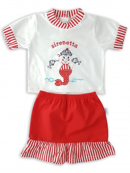 tutina completo in cotone jersey sirenetta  Rosso 6-9 mesi