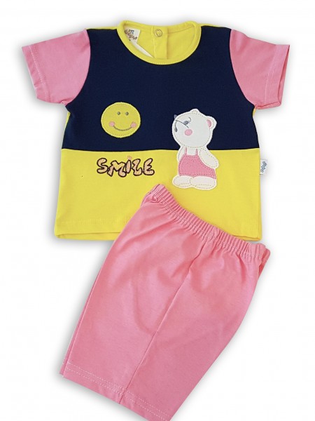 tutina completo cotone jersey sole smile  Rosa corallo 0-1 mese