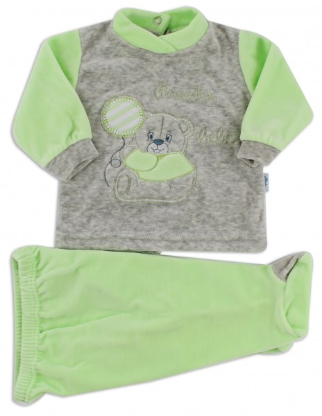 Tutina completo  clinica in ciniglia piccolo bebe. Verde pistacchio Taglia primi giorni