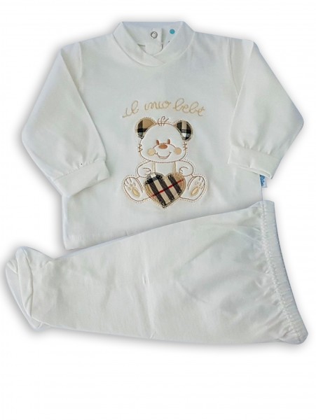 tutina completo in cotone il mio bebe Bianco panna Taglia 1-3 mesi