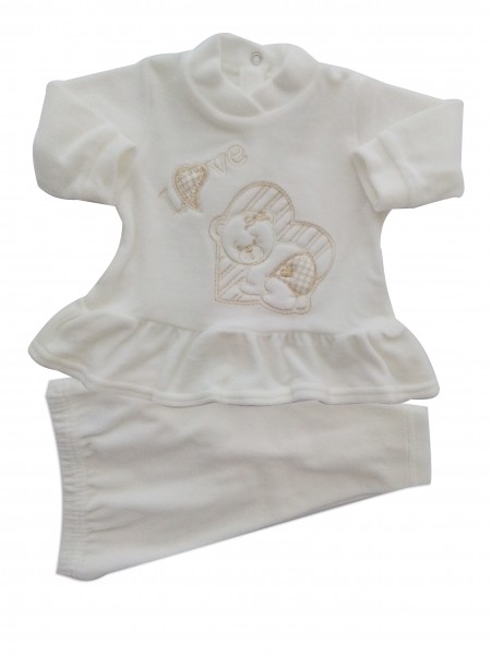 tutina completo clinca in ciniglia love  Bianco panna 0-1 mese