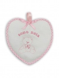 Immagine coccarda nascita sopraculla cotone cuore