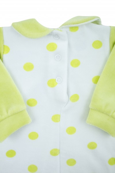 vestitino neonata ciniglia a pois con coprispalle tinta unita 3