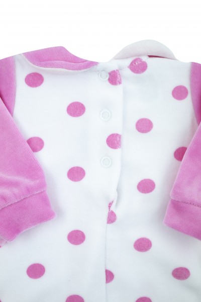 vestitino neonata ciniglia a pois con coprispalle tinta unita 3