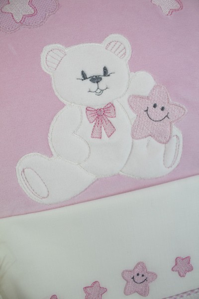 coordinato culla neonato ciniglia 4pz con lenzuolino orsetto 2