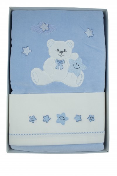 coordinato culla neonato ciniglia 4pz con lenzuolino orsetto 3