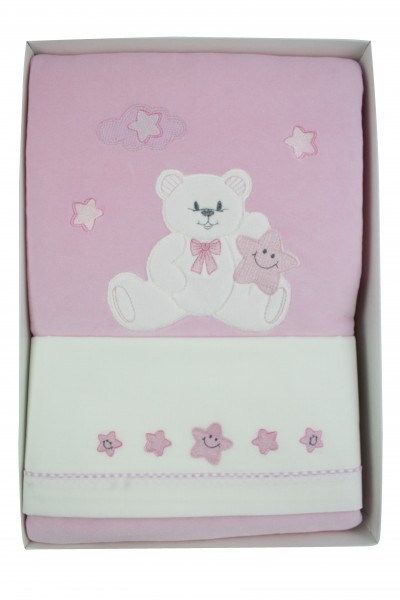 coordinato culla neonato ciniglia 4pz con lenzuolino orsetto 3