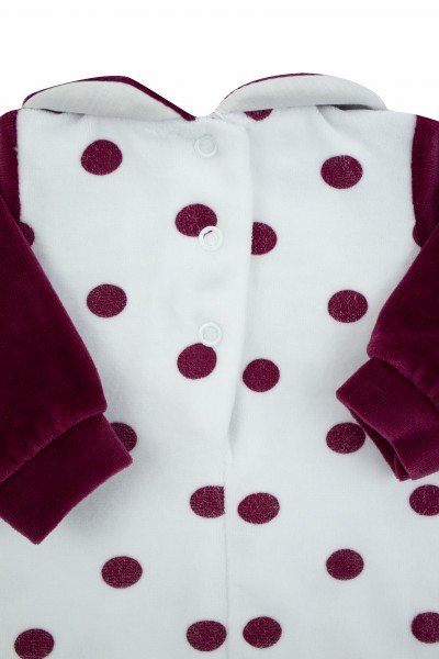 vestitino neonata ciniglia a pois con coprispalle tinta unita 3