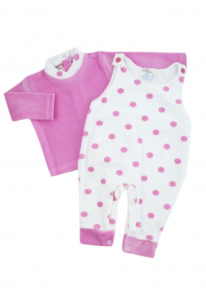 Tutina con salopette a pois Fucsia Taglia 0-3 mesi