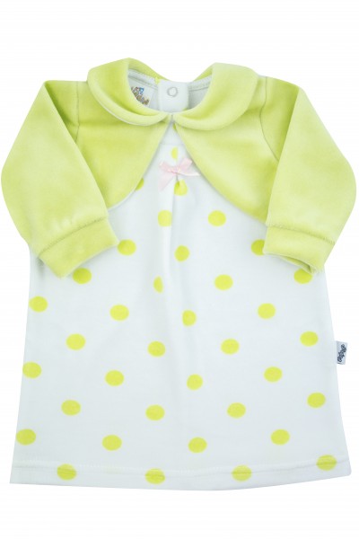 vestitino neonata ciniglia a pois con coprispalle tinta unita Verde pistacchio Taglia 0-3 mesi