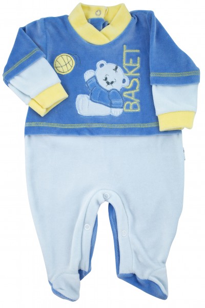tutina neonato ciniglia orsetto che gioca a basket  Azzurro Taglia 00