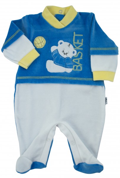 tutina neonato ciniglia orsetto che gioca a basket  Blu Royal Taglia 3-6 mesi