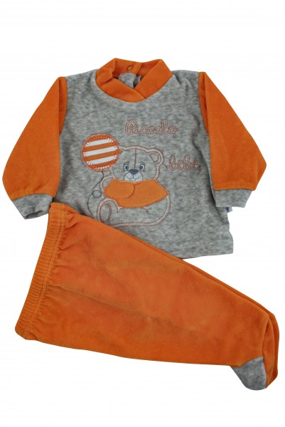 Tutina completo  clinica in ciniglia piccolo bebe. Arancio 1-3 mesi