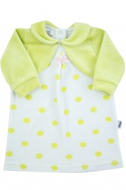 vestitino neonata ciniglia a pois con coprispalle tinta unita