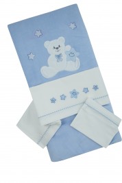 coordinato culla neonato ciniglia 4pz con lenzuolino orsetto