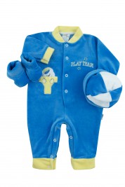 coordinato tutina cappellino e scarpine blu piedini liberi